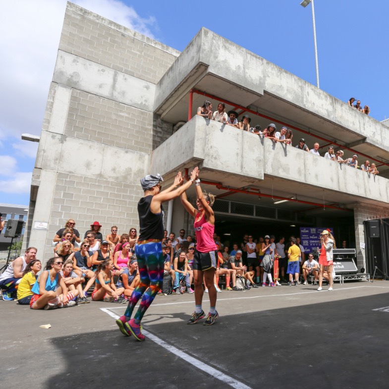 wall ball player victory jump